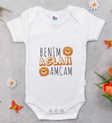BK Kids Aslan Amcam Tasarımlı Beyaz Bebek Body Zıbın-1