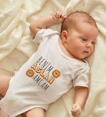 BK Kids Aslan Amcam Tasarımlı Beyaz Bebek Body Zıbın-1