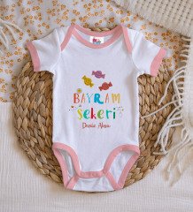 BK Kids Kişiye Özel Pembe Bebek Body Zıbın - Model 49