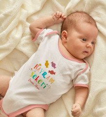 BK Kids Kişiye Özel Pembe Bebek Body Zıbın - Model 49