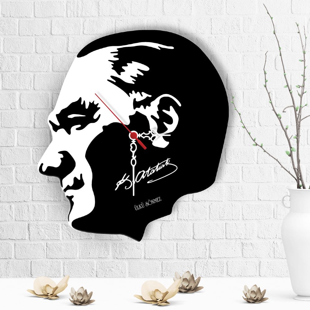 Kişiye Özel Atatürk Tasarımlı Ahşap Duvar Saati - 6
