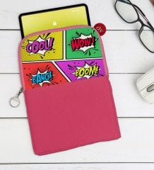 BK Gift Pop Art Tasarımlı Taşınabilir Koruyucu Tablet Kılıfı & Organizer Çanta - Pembe-2