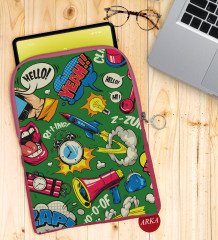 BK Gift Pop Art Tasarımlı Taşınabilir Koruyucu Tablet Kılıfı & Organizer Çanta - Pembe-2