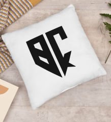 BK Gift Kişiye Özel Monogram Harfli Beyaz Yastık, Monogram Logo Harf, Monogram, Baş Harfli, Ev ve Ofis Hediyesi-2
