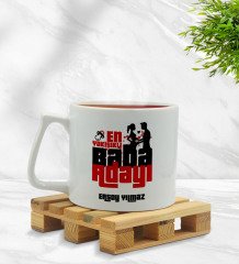 Kişiye Özel En Yakışıklı Baba Tasarımlı Middle Beyaz Kupa Bardak Model 1