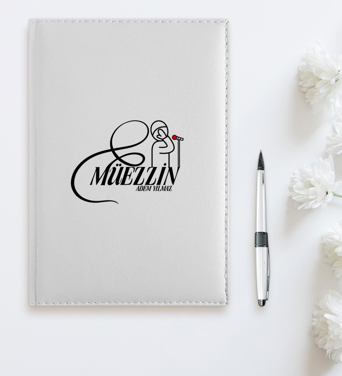 BK Gift Kişiye Özel Mesleki Müezzin 2023 Beyaz Deri Ajanda  1