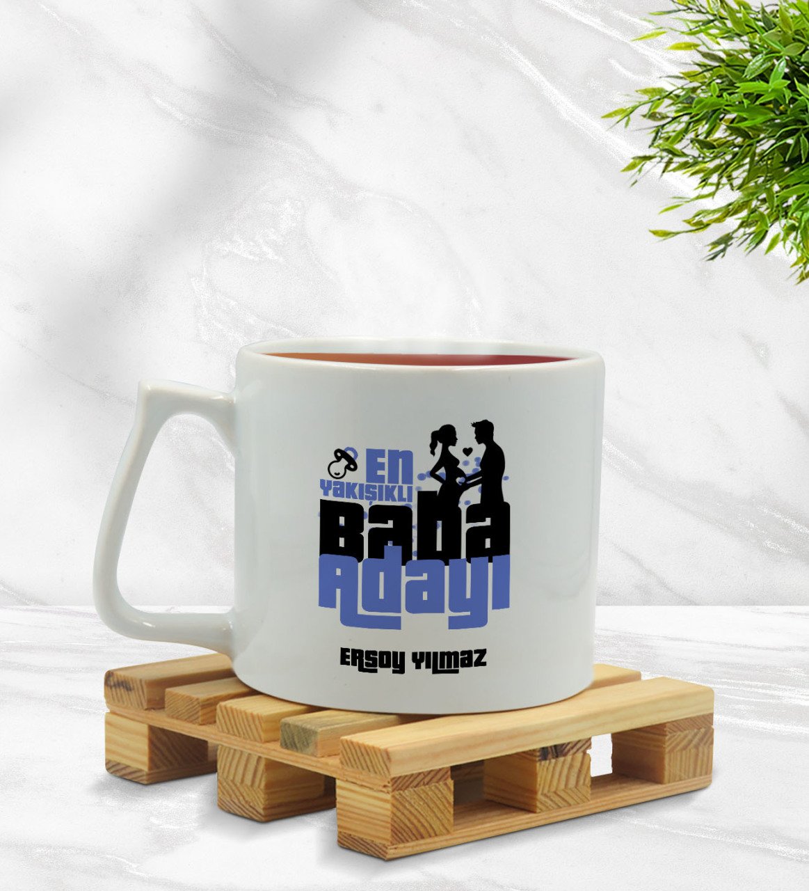 Kişiye Özel En Yakışıklı Baba Adayı Tasarımlı Middle Beyaz Kupa Bardak Model 1