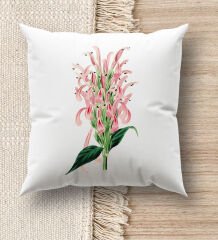 BK Gift Çiçek Tasarımlı Beyaz Kırlent Yastık, Ev Hediyesi, Ev Dekorasyonu, Dekoratif Hediye-8