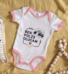 BK Kids Polis Olucam Tasarımlı Pembe Bebek Body Zıbın-1