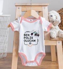 BK Kids Polis Olucam Tasarımlı Pembe Bebek Body Zıbın-1