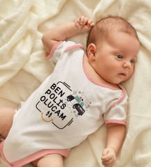 BK Kids Polis Olucam Tasarımlı Pembe Bebek Body Zıbın-1
