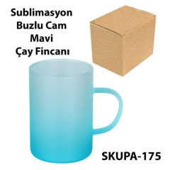 Sublimasyon Buzlu Mavi Çay Fincanı - Kutulu