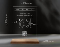BK Gift Restoran & Cafe & Barlara Özel Ahşap Standlı Pleksi QR Kod Menü, Cafe&Bar için QR kodlu Tabela, QR kodlu Masa Dekoru-8