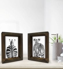 Bk Gift Banyo Dekoratif 2'li Doğal Masif Ahşap Çerçeve 15x20cm-22