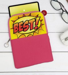 BK Gift Pop Art Tasarımlı Taşınabilir Koruyucu Tablet Kılıfı & Organizer Çanta - Pembe-4