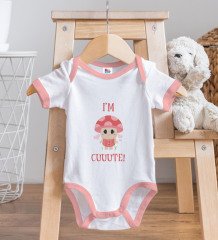 BK Kids I'm Cute Tasarımlı Pembe Bebek Body Zıbın-1
