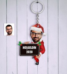 Kişiye Özel Yılbaşı Bay Karikatür Anahtarlık