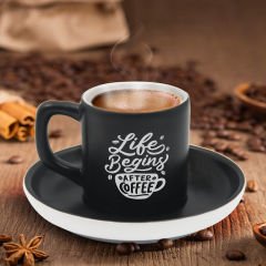 BK Gift Kişiye Özel Coffe Tasarımlı Siyah Renk Türk Kahvesi Fincanı-12, Arkadaşa Hediye, Sevgiliye Hediye, Yıl Dönümü Hediyesi
