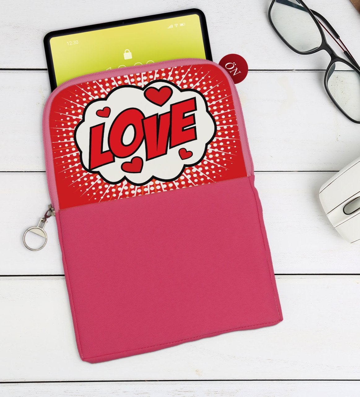 BK Gift Pop Art Tasarımlı Taşınabilir Koruyucu Tablet Kılıfı & Organizer Çanta - Pembe-5