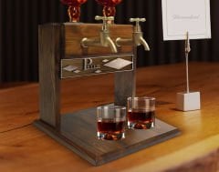 BK Gift Kişiye Özel Kabartma İsimli Çift Musluklu Doğal Ahşap Viski Standı, İçki Standı, Doğum Günü Hediyesi, Ev Hediyesi, Erkek Hediye-29