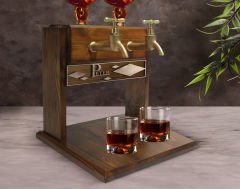 BK Gift Kişiye Özel Kabartma İsimli Çift Musluklu Doğal Ahşap Viski Standı, İçki Standı, Doğum Günü Hediyesi, Ev Hediyesi, Erkek Hediye-29