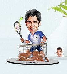 Kişiye Özel Erkek Tenis Oyuncusu Karikatürlü Ahşap Biblo Model-1