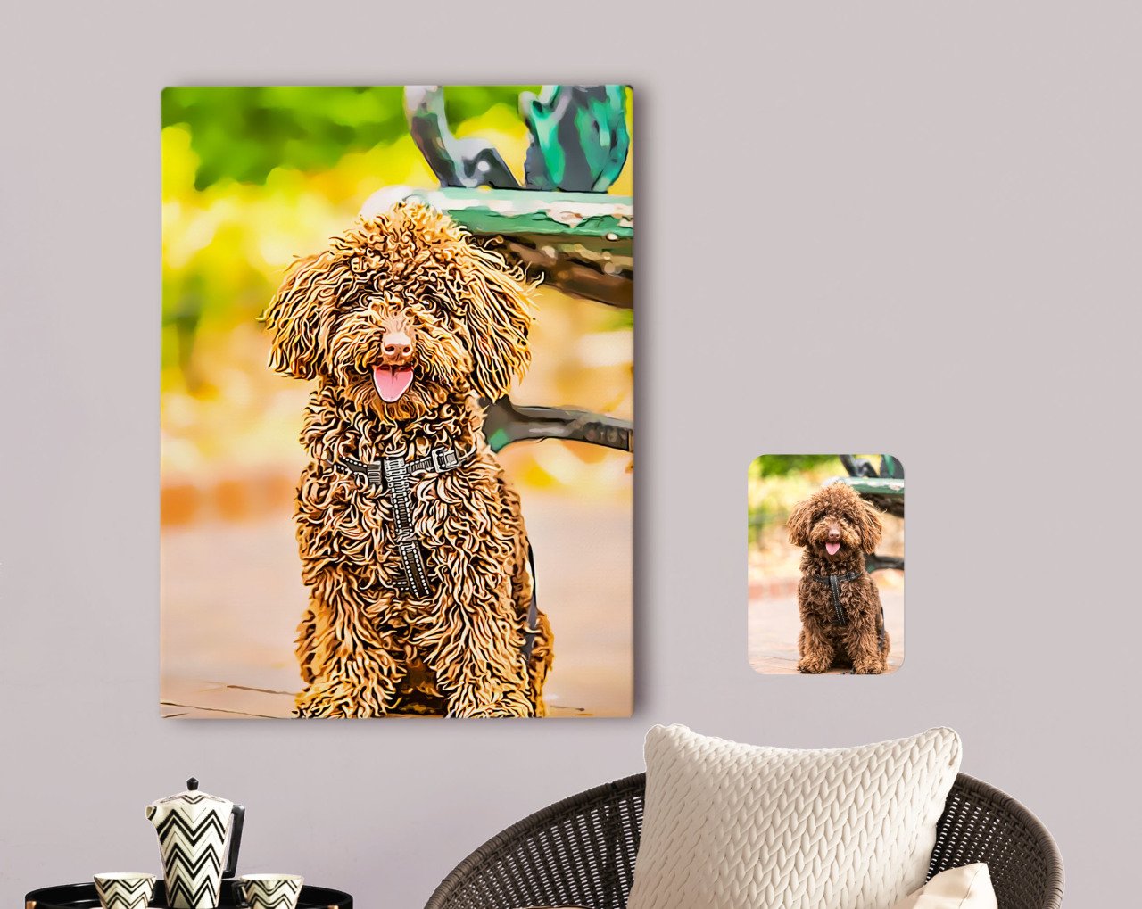 Kişiye Özel Tam Boy Köpek Karikatürlü Kanvas Tablo 70x100cm-1