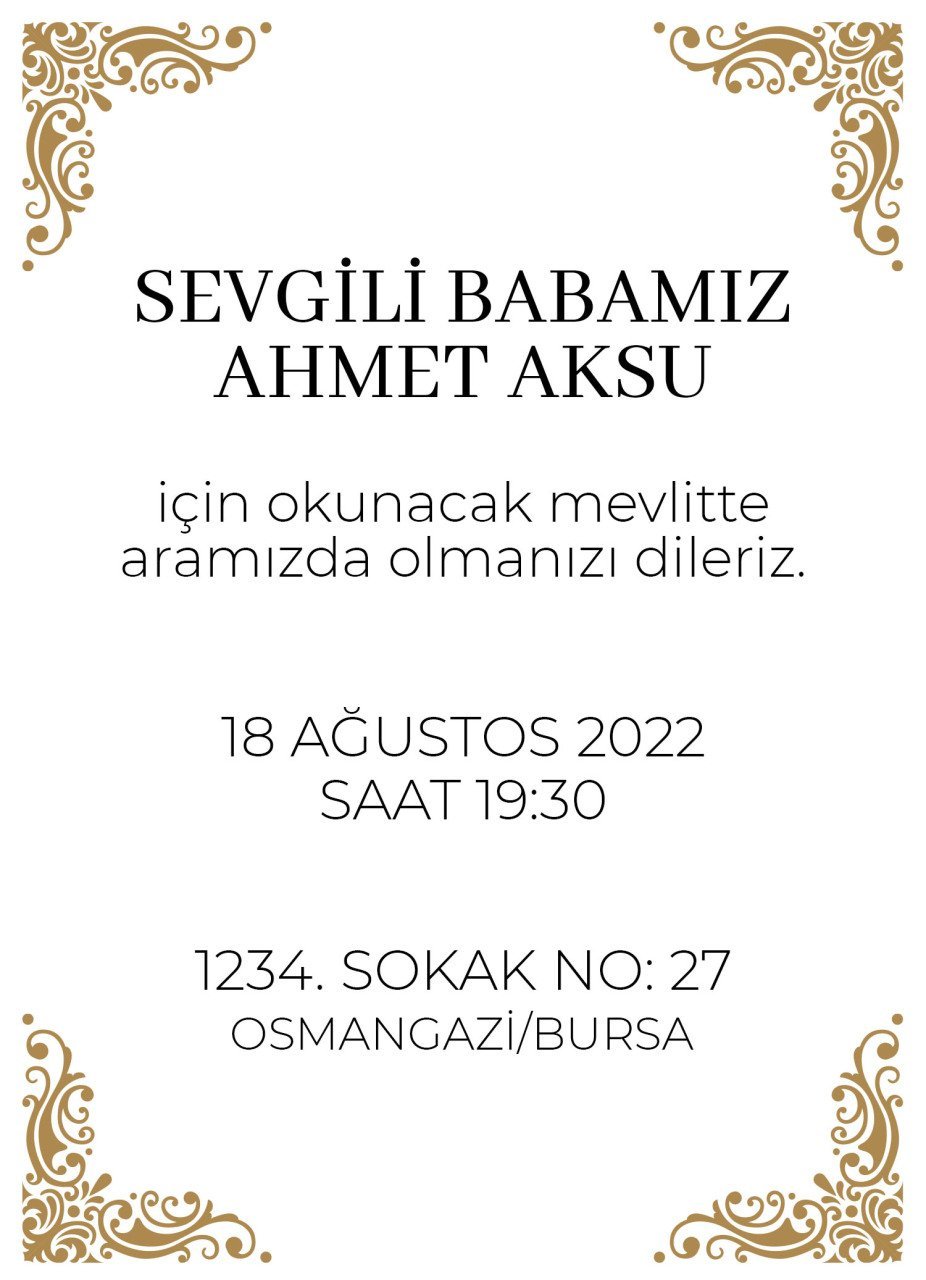 Kişiye Özel Bitmeyen Mevlit Davetiyesi Model 1