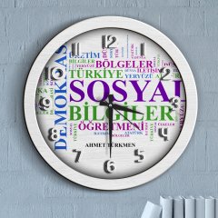 Kişiye Özel Mesleki Sosyal Bilgiler Öğretmeni Ahşap Duvar Saati - 1