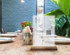 BK Gift Restoran & Cafe & Barlara Özel Ahşap Standlı Pleksi QR Kod Menü, Cafe&Bar için QR kodlu Tabela, QR kodlu Masa Dekoru-10