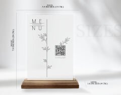 BK Gift Restoran & Cafe & Barlara Özel Ahşap Standlı Pleksi QR Kod Menü, Cafe&Bar için QR kodlu Tabela, QR kodlu Masa Dekoru-10