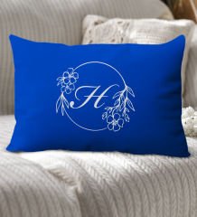 BK Gift Kişiye Özel Harfli Premium Kumaş Saks Mavi Dikdörtgen Kırlent Yastık-5, Arkadaşa Hediye, Ev Hediyesi, Doğum Günü Hediyesi