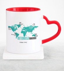 Kişiye Özel Mesleki Meteoroloji Mühendisi Kırmızı Kalpli Kupa Bardak