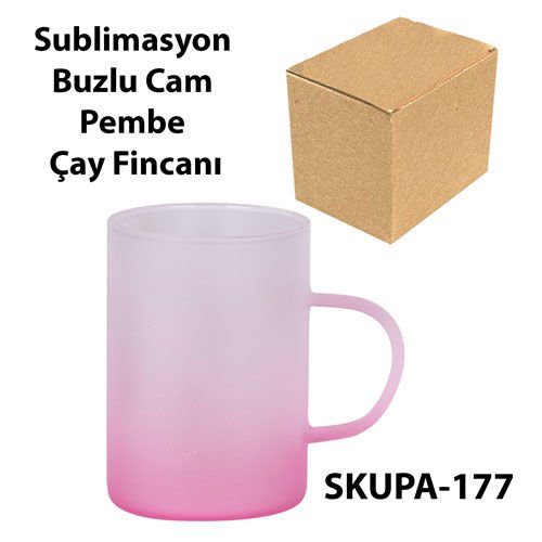 Sublimasyon Buzlu Pembe Çay Fincanı - Kutulu