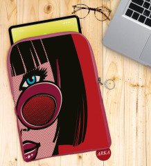 BK Gift Pop Art Tasarımlı Taşınabilir Koruyucu Tablet Kılıfı & Organizer Çanta - Pembe-7