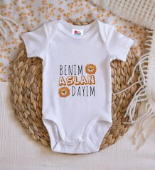 BK Kids Aslan Dayım Tasarımlı Beyaz Bebek Body Zıbın-1