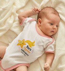 BK Kids Kişiye Özel Beni Teyzeme Götürün Tasarımlı Pembe Bebek Body Zıbın - Model 1