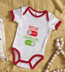 BK Kids Uyku Off Tasarımlı Kırmızı Bebek Body Zıbın-1