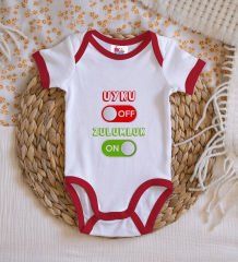 BK Kids Uyku Off Tasarımlı Kırmızı Bebek Body Zıbın-1