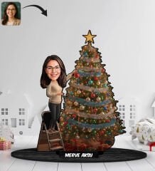 BK Gift Kişiye Özel Kadın Yılbaşı Tasarımlı Karikatür Biblo -5, Yılbaşı Hediyesi, Yeni Yıl Hediyesi