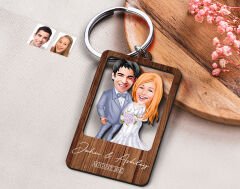 BK Gift Sevgililere Özel Karikatür Ahşap Anahtarlık, Sevgililer Günü Hediyesi, Yıl Dönümü Hediyesi, Doğum Günü Hediyesi-15