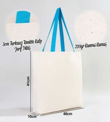 BK Gift I Love Adana Turkuaz Renkli Kulp Kanvas Plaj Çantası 48x40m, Baskılı Omuz Çantası, Alışveriş Çantası