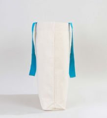 BK Gift I Love Adana Turkuaz Renkli Kulp Kanvas Plaj Çantası 48x40m, Baskılı Omuz Çantası, Alışveriş Çantası