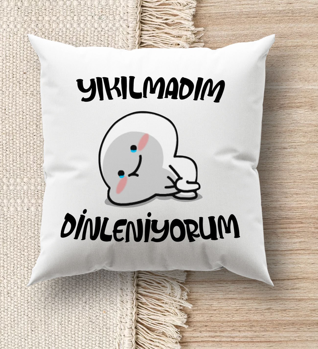 BK Gift Esprili Beyaz Kırlent Yastık, Ev Hediyesi, Ev Dekorasyonu, Dekoratif Hediye-1