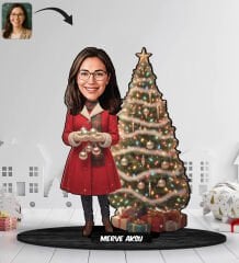 BK Gift Kişiye Özel Kadın Yılbaşı Tasarımlı Karikatür Biblo -6, Yılbaşı Hediyesi, Yeni Yıl Hediyesi