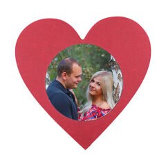 Ahşap Kalp Kırmızı Kupa Altlığı ( Metalli )