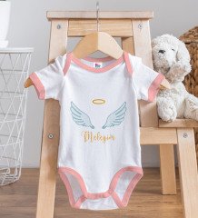 BK Kids Meleğim Tasarımlı Pembe Bebek Body Zıbın ve Mama Önlüğü Hediye Seti-1