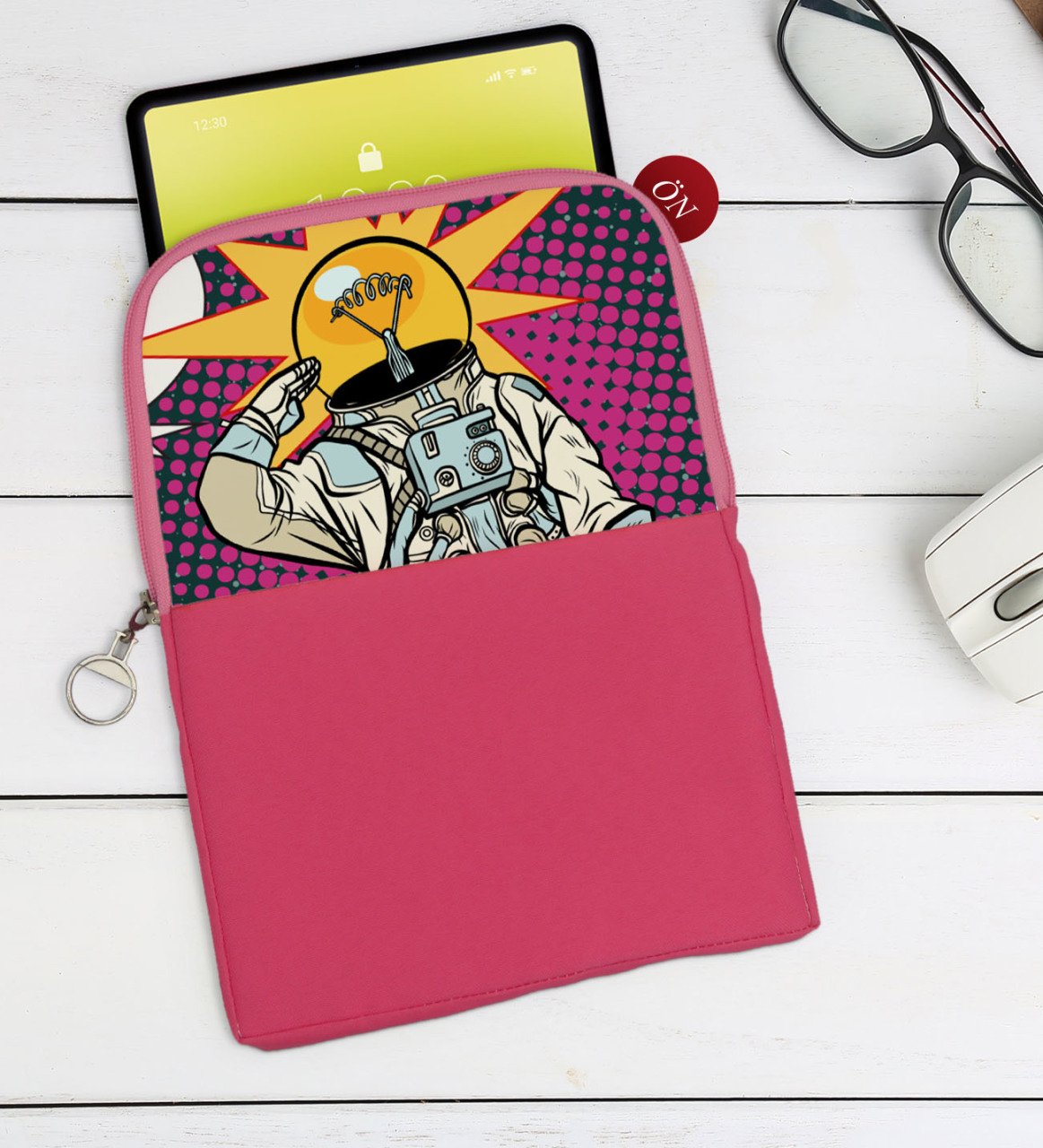 BK Gift Pop Art Tasarımlı Taşınabilir Koruyucu Tablet Kılıfı & Organizer Çanta - Pembe-9