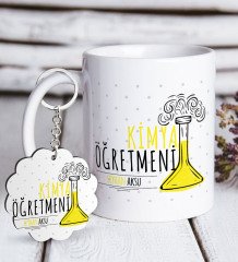 Kişiye Özel Kimya Öğretmeni Beyaz Kupa ve Anahtarlık Hediye Seti-5
