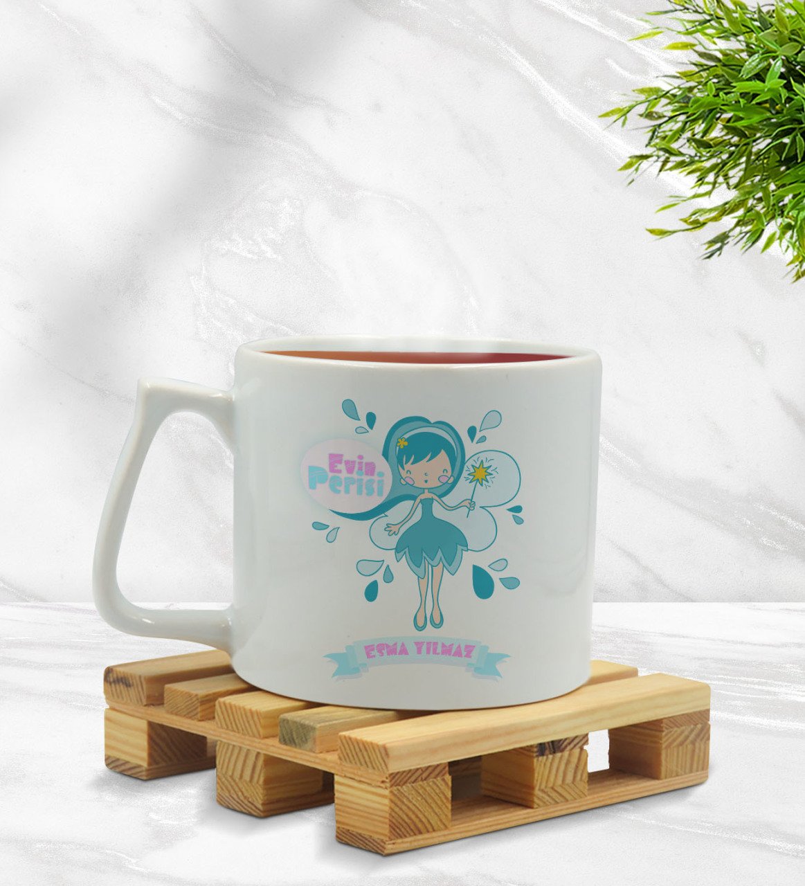 Kişiye Özel Evin Perisi Tasarımlı Middle Beyaz Kupa Bardak Model 4